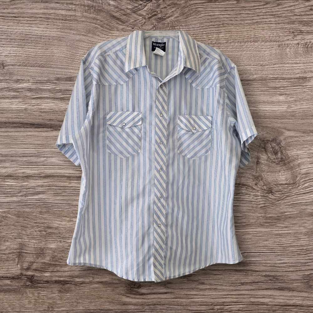 Vintage Wrangler Western Shirt – Pearl Snap, Short Sleeve, Size XL Cowboy
